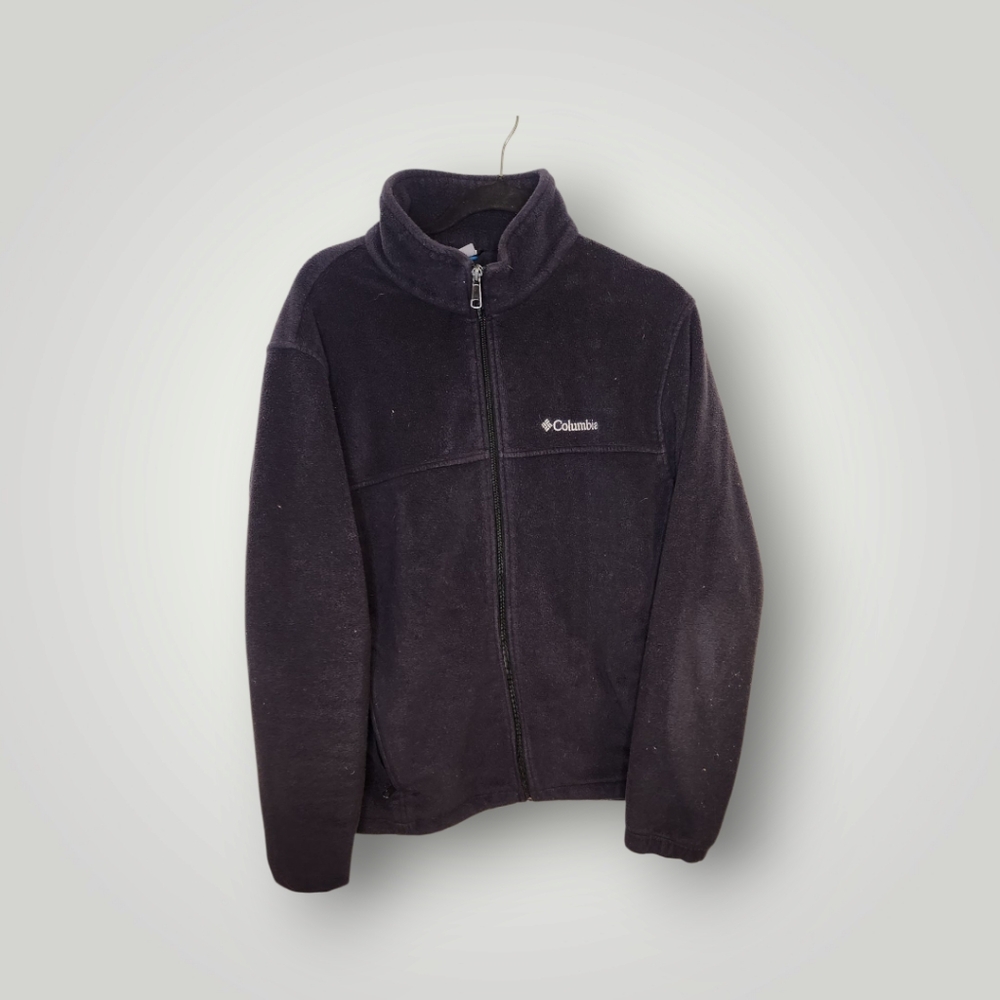 Columbia Black Fleece Jacket Full-Zip Stand-Up Collar Men's size Large